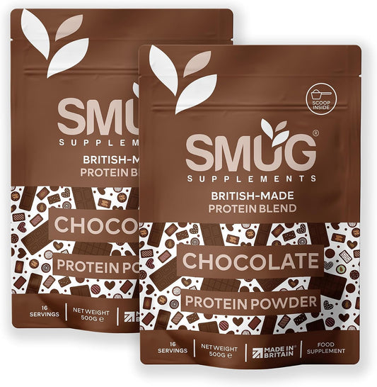 Protein Powder 1kg — Chocolate or Vanilla, 2 × 500g Pouches