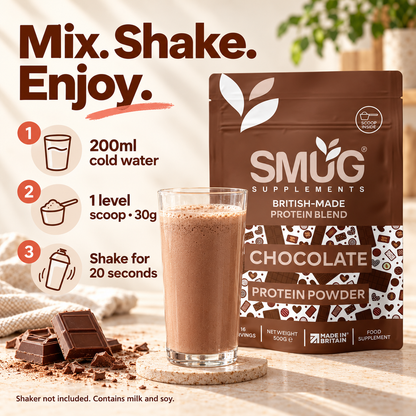 Protein Powder 1kg — Chocolate or Vanilla, 2 × 500g Pouches