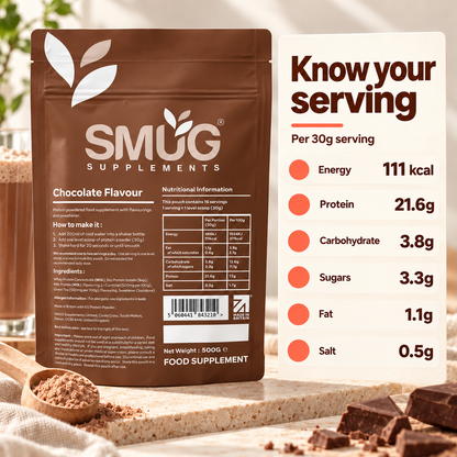 Protein Powder 1kg — Chocolate or Vanilla, 2 × 500g Pouches