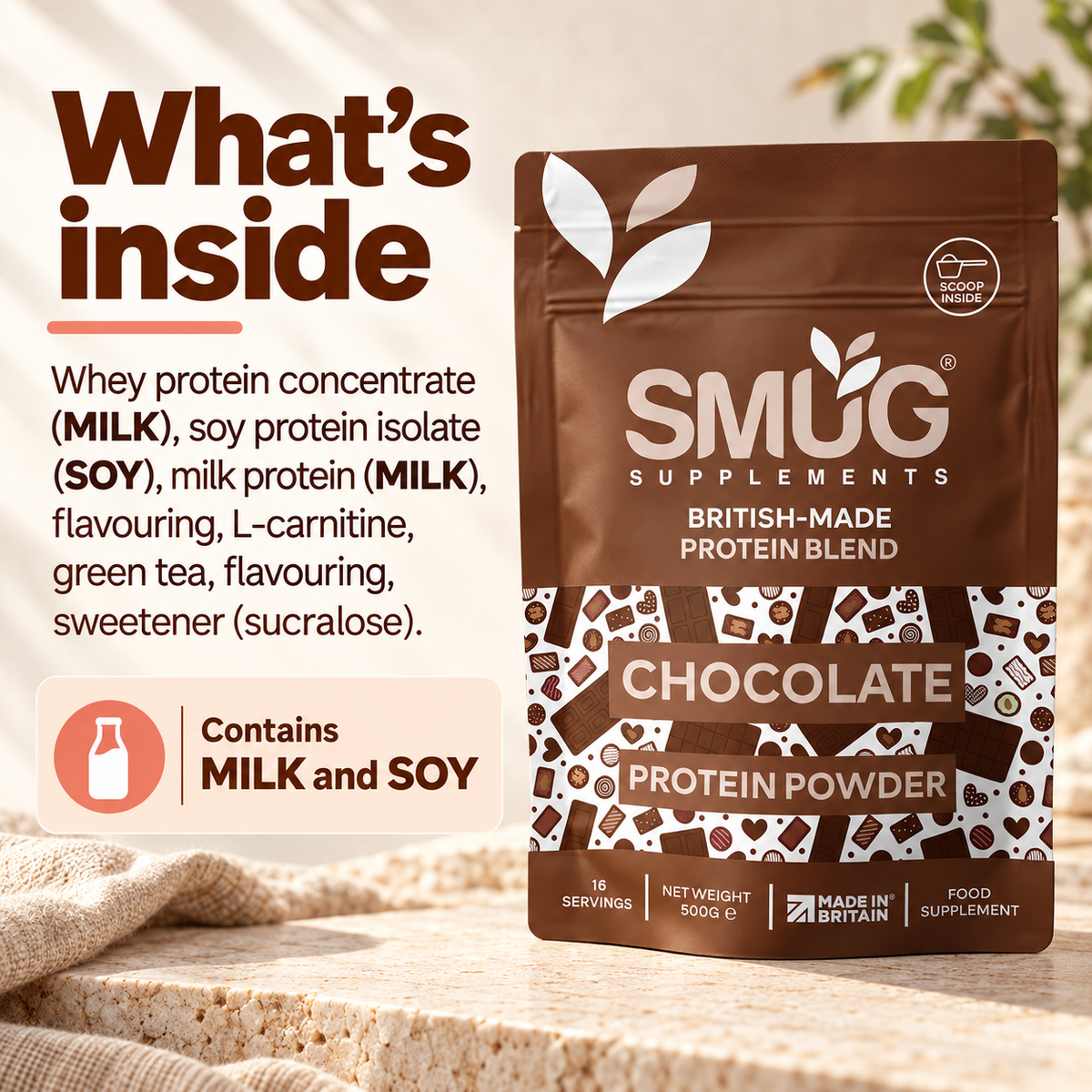 Protein Powder 1kg — Chocolate or Vanilla, 2 × 500g Pouches