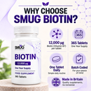 Biotin - 12000mcg Daily Serving - 365 Tablets