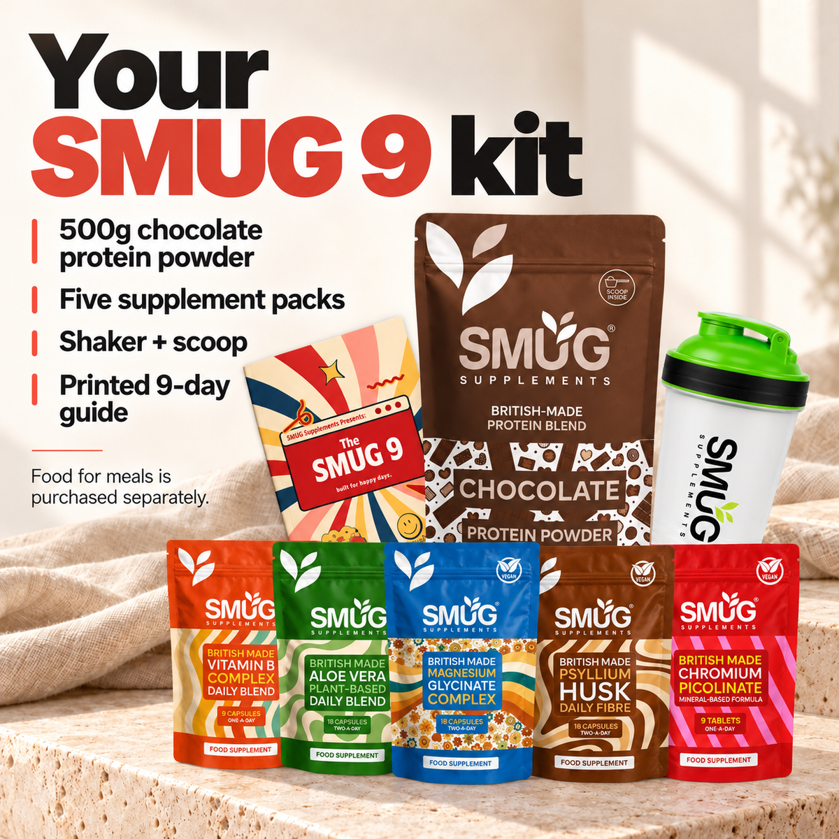 SMUG 9 Protein & Supplement Kit — Chocolate or Vanilla