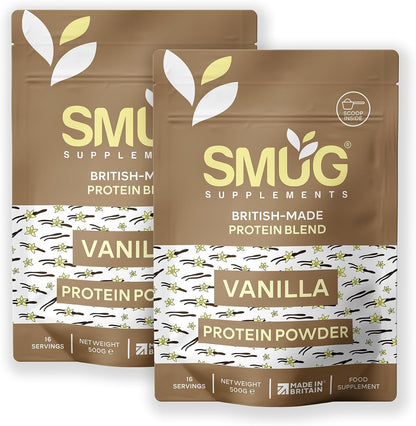 Protein Powder 1kg — Chocolate or Vanilla, 2 × 500g Pouches