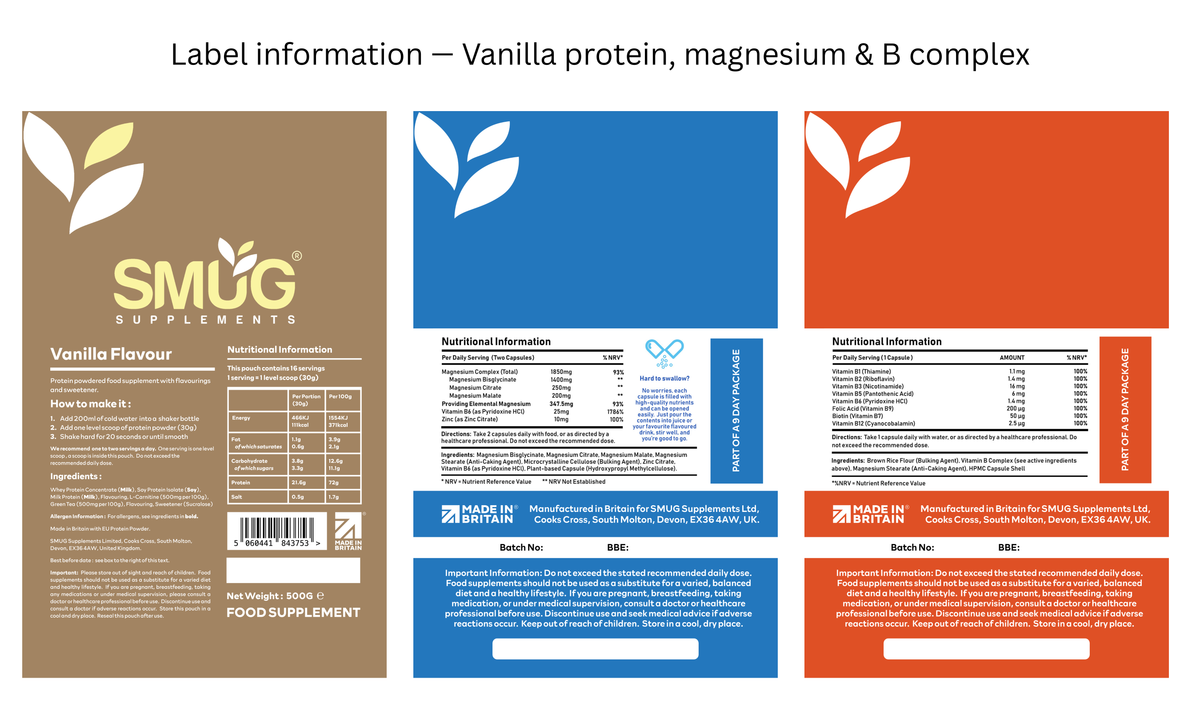 SMUG 9 Protein & Supplement Kit — Chocolate or Vanilla